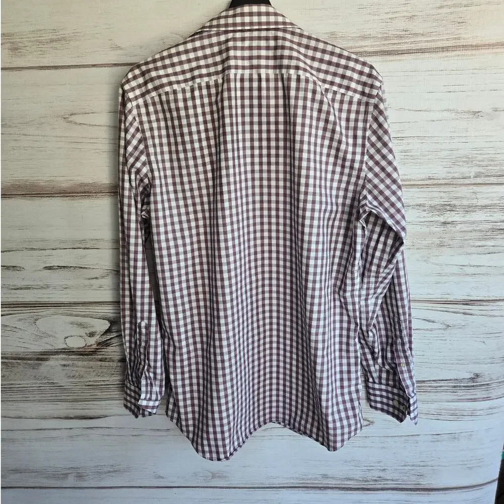 Banana Republic Slim Fit Gingham Long Sleeve Button-Up Shirt Camden Fit sz M